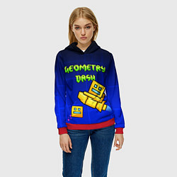 Толстовка-худи женская Geometry Dash, цвет: 3D-красный — фото 2