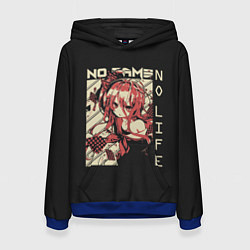 Толстовка-худи женская Нет игры нет жизни Широ, цвет: 3D-синий