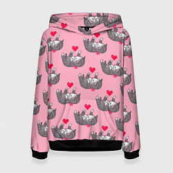 Толстовка-худи женская Пиксельные котики, цвет: 3D-черный