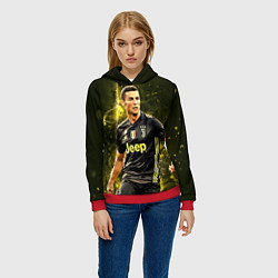 Толстовка-худи женская Cristiano Ronaldo Juventus, цвет: 3D-красный — фото 2
