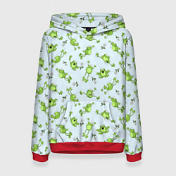 Толстовка-худи женская Веселые лягушки, цвет: 3D-красный