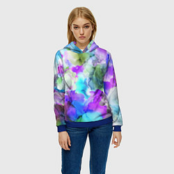 Толстовка-худи женская Акварельная краска, цвет: 3D-синий — фото 2