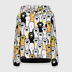 Толстовка-худи женская КОШАЧИЬ ЛАПЫ, цвет: 3D-черный