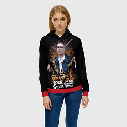 Толстовка-худи женская Карты, деньги, два ствола, цвет: 3D-красный — фото 2