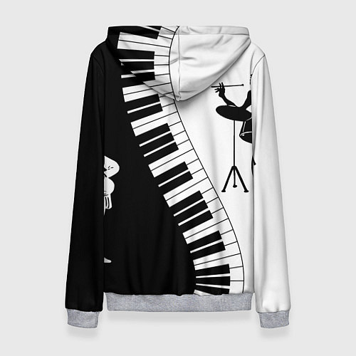 Женская толстовка Черно Белое пианино / 3D-Меланж – фото 2