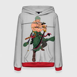 Толстовка-худи женская Арт Ророноа Зоро, One Piece, цвет: 3D-красный