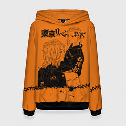 Толстовка-худи женская Токийские мстители ораньжевый, цвет: 3D-черный