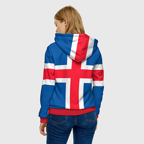Женская толстовка Флаг и Герб Исландии / 3D-Красный – фото 4