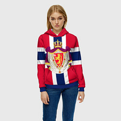 Толстовка-худи женская Норвегия Флаг и герб Норвегии, цвет: 3D-синий — фото 2