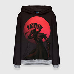 Толстовка-худи женская Красная луна, цвет: 3D-меланж