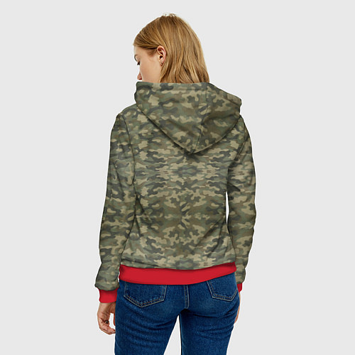 Женская толстовка Камуфляж ВДВ со значком / 3D-Красный – фото 4