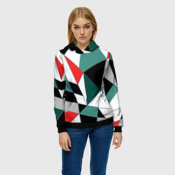 Толстовка-худи женская Абстрактный геометрический, цвет: 3D-черный — фото 2