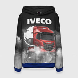 Толстовка-худи женская Iveco truck, цвет: 3D-синий