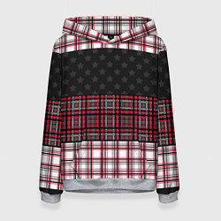 Толстовка-худи женская Комбинированный красно-серый, цвет: 3D-меланж