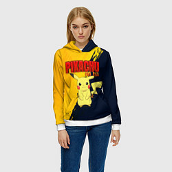 Толстовка-худи женская PIKACHU PIKA PIKA ПИКАЧУ, цвет: 3D-белый — фото 2