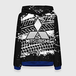 Толстовка-худи женская MITSUBISHI СЛЕДЫ ШИН, цвет: 3D-синий