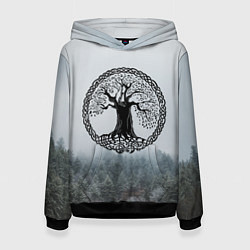 Толстовка-худи женская Иггдрасиль Yggdrasil Z, цвет: 3D-черный