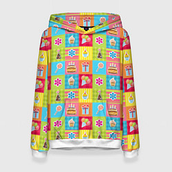 Толстовка-худи женская День Рождения, цвет: 3D-белый