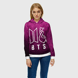 Толстовка-худи женская BTS БТС K-Heart Z, цвет: 3D-белый — фото 2