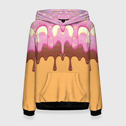 Толстовка-худи женская Мороженое Ice Scream Z, цвет: 3D-черный