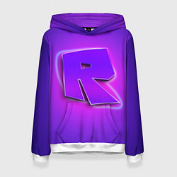 Толстовка-худи женская ROBLOX NEON LOGO РОБЛОКС, цвет: 3D-белый