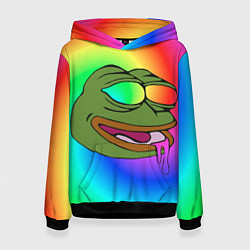 Толстовка-худи женская Pepe rainbow, цвет: 3D-черный