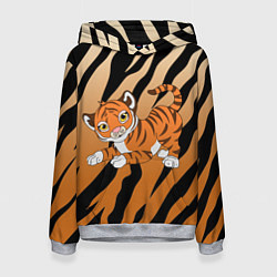 Толстовка-худи женская Тигр 2022 НОВЫЙ ГОД, цвет: 3D-меланж