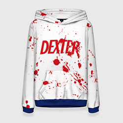 Толстовка-худи женская Dexter logo Декстер брызги крови, цвет: 3D-синий