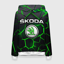 Толстовка-худи женская Skoda 3D плиты с подсветкой, цвет: 3D-белый