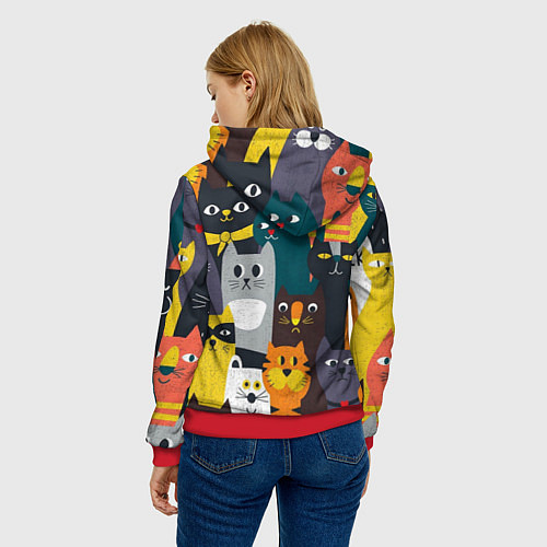 Женская толстовка Крутые коты / 3D-Красный – фото 4