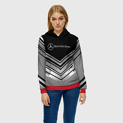 Толстовка-худи женская Mercedes-Benz Текстура, цвет: 3D-красный — фото 2