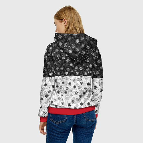 Женская толстовка С Новым Годом дед мороз и олень / 3D-Красный – фото 4