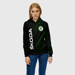 Толстовка-худи женская SKODA, ШКОДА, цвет: 3D-черный — фото 2