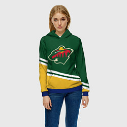 Толстовка-худи женская Minnesota Wild NHL, цвет: 3D-синий — фото 2