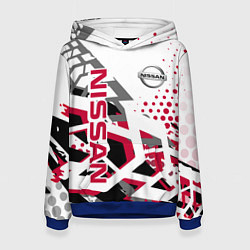 Толстовка-худи женская Nissan Ниссан, цвет: 3D-синий