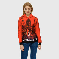 Толстовка-худи женская Гатц Берсерк на телах своих врагов клеймо, цвет: 3D-черный — фото 2
