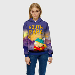 Толстовка-худи женская Эпичный Картман в горах Южный Парк, цвет: 3D-синий — фото 2