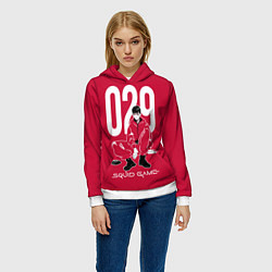 Толстовка-худи женская Squid game: guard 029policeman, цвет: 3D-белый — фото 2