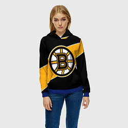 Толстовка-худи женская Бостон Брюинз, Boston Bruins, цвет: 3D-синий — фото 2