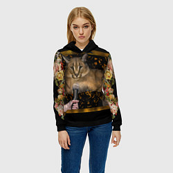 Толстовка-худи женская BIG FLOPPA - РУССКИЙ ШЛЁПА, цвет: 3D-черный — фото 2