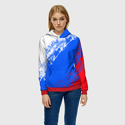 Толстовка-худи женская Флаг РФ триколор, цвет: 3D-красный — фото 2