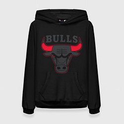 Толстовка-худи женская CHICAGO BULLS ЧИКАГО БУЛЛС ЯРОСТЬ БЫКА, цвет: 3D-черный