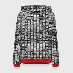 Толстовка-худи женская Geometry Dash: BW Pattern, цвет: 3D-красный