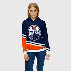 Толстовка-худи женская Edmonton Oilers Эдмонтон Ойлерз, цвет: 3D-белый — фото 2