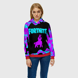 Толстовка-худи женская FORTNITE MARSHMELLO NEON НЕОН, цвет: 3D-красный — фото 2