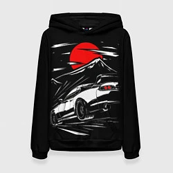 Толстовка-худи женская Toyota Supra: Red Moon, цвет: 3D-черный