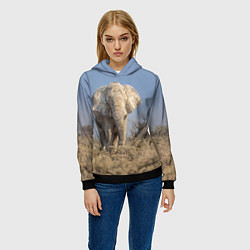 Толстовка-худи женская Африканский белый слон, цвет: 3D-черный — фото 2
