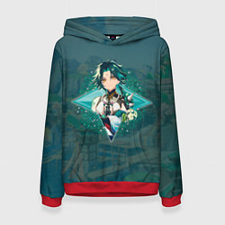 Толстовка-худи женская Сяо Адепт в примогеме, цвет: 3D-красный