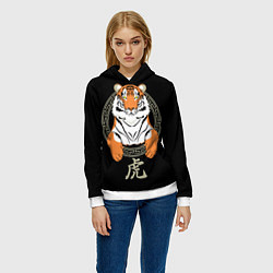 Толстовка-худи женская Тигр в рамке, цвет: 3D-белый — фото 2