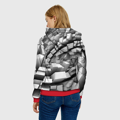 Женская толстовка Геометрическая объёмная абстракция / 3D-Красный – фото 4